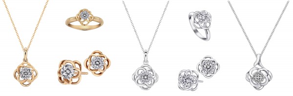 Peonia Diamond綽約系列-18K玫瑰金鑲鑽、18K白色黃金鑲鑽產品照