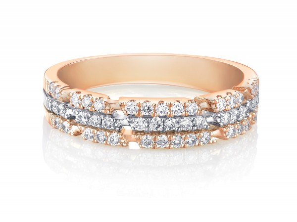 「情‧牽」系列18K白色及玫瑰色黃金鑲鑽石戒指3