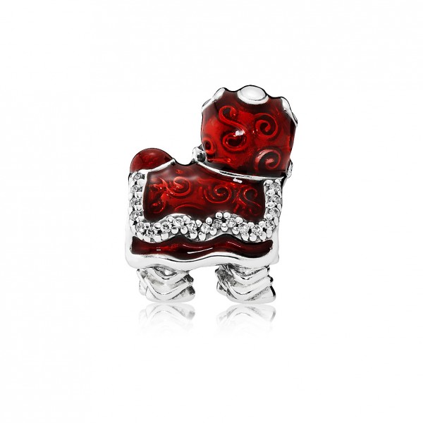 Lion Dance Sterling Silver Charm with Clear Cubic Zirconia, White, Black and Red Enamel $599 (2)